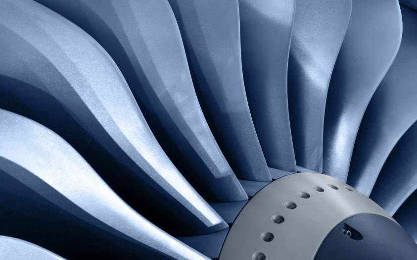 An image of jet turbine fan blades. Willis was the first to lease engines to airlines and still pioneers aviation services.